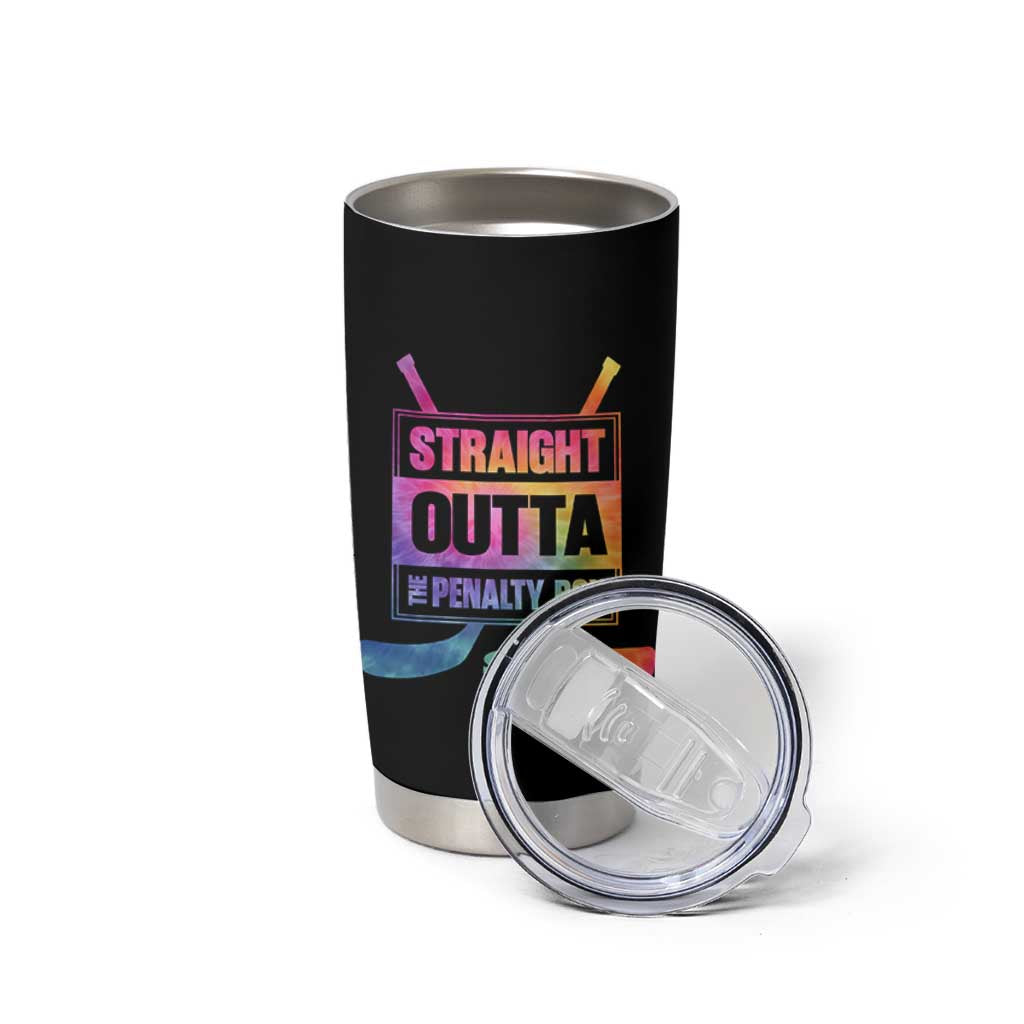 Straight Outta The Penalty Box Tumbler Cup Tie Dye Effect Hockey Player Gift - Wonder Print Shop