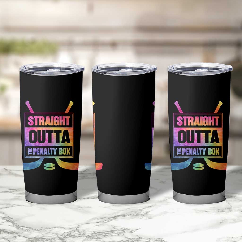 Straight Outta The Penalty Box Tumbler Cup Tie Dye Effect Hockey Player Gift - Wonder Print Shop