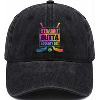 Straight Outta The Penalty Box Washed Cotton Baseball Cap Tie Dye Effect Hockey Player Gift