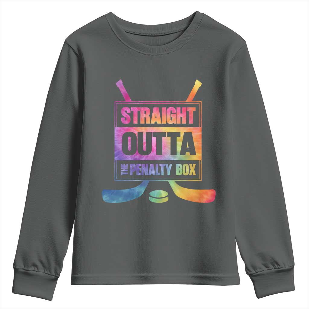 Straight Outta The Penalty Box Youth Sweatshirt Tie Dye Effect Hockey Player Gift - Wonder Print Shop