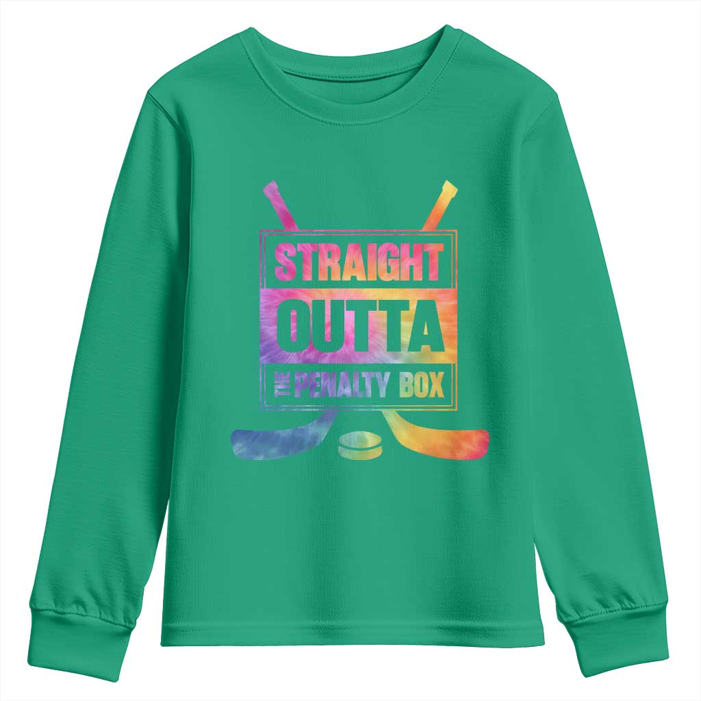 Straight Outta The Penalty Box Youth Sweatshirt Tie Dye Effect Hockey Player Gift - Wonder Print Shop