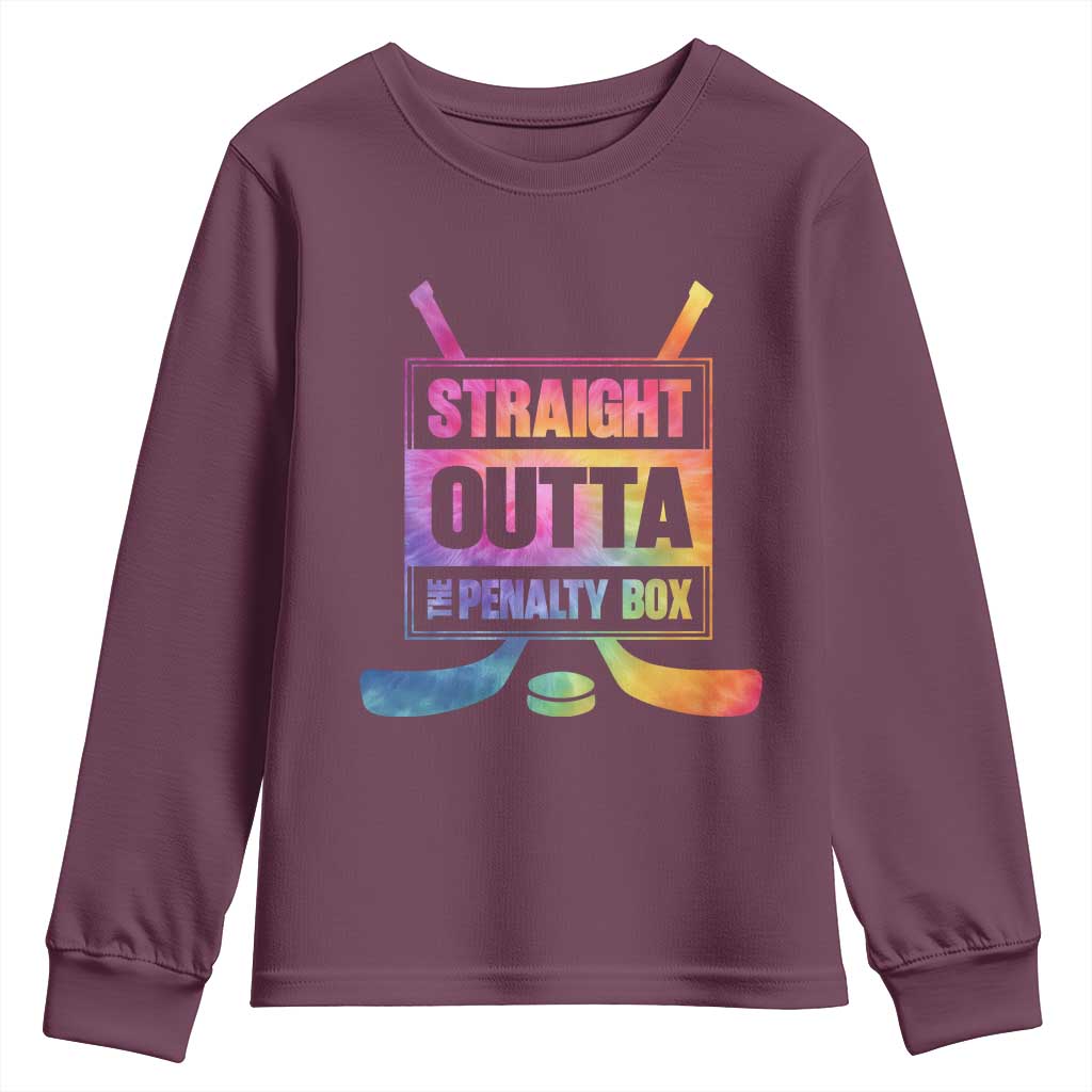 Straight Outta The Penalty Box Youth Sweatshirt Tie Dye Effect Hockey Player Gift - Wonder Print Shop