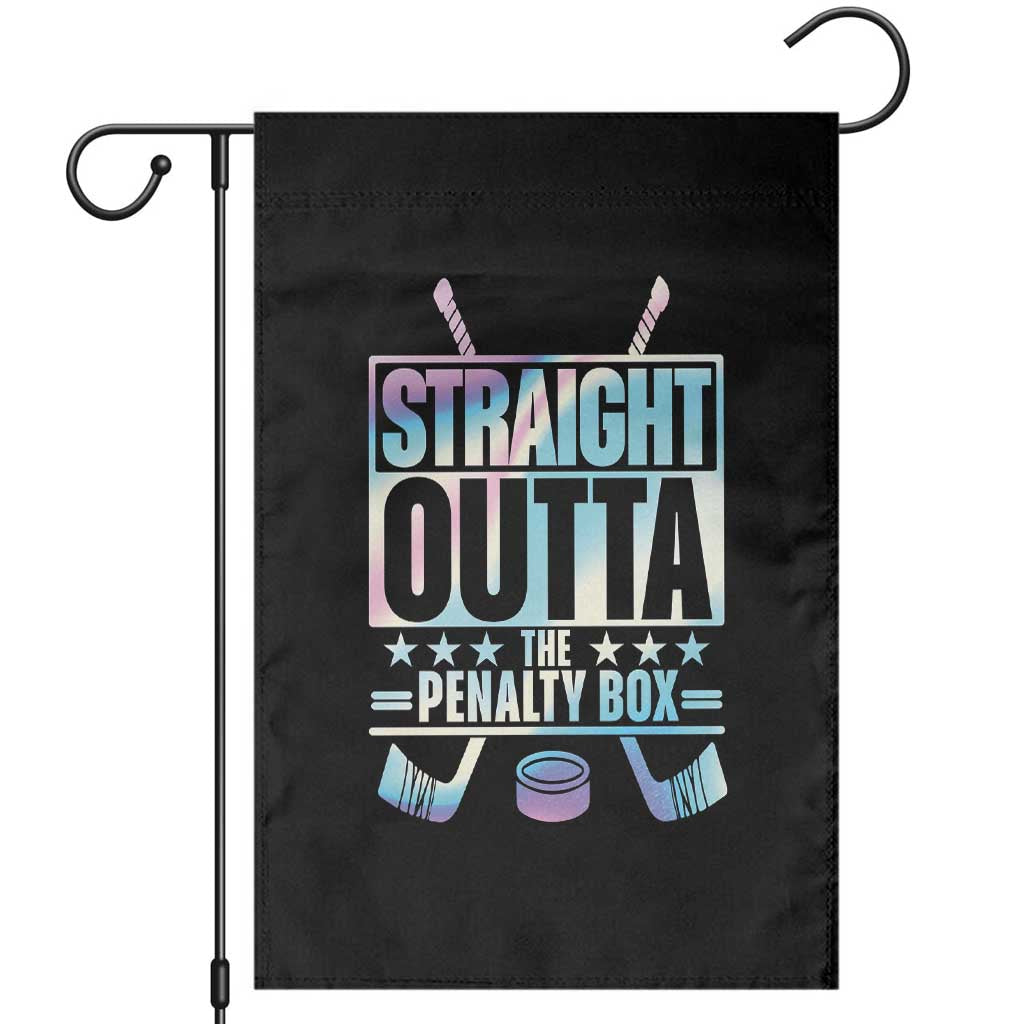 Straight Outta The Penalty Box Garden Flag Iridescent Effect Hockey Player Gift - Wonder Print Shop