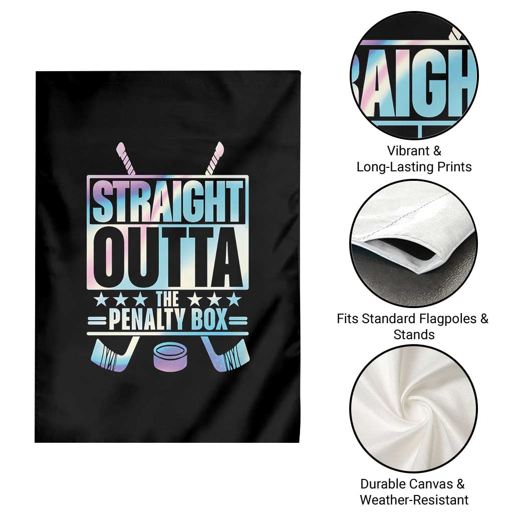 Straight Outta The Penalty Box Garden Flag Iridescent Effect Hockey Player Gift - Wonder Print Shop