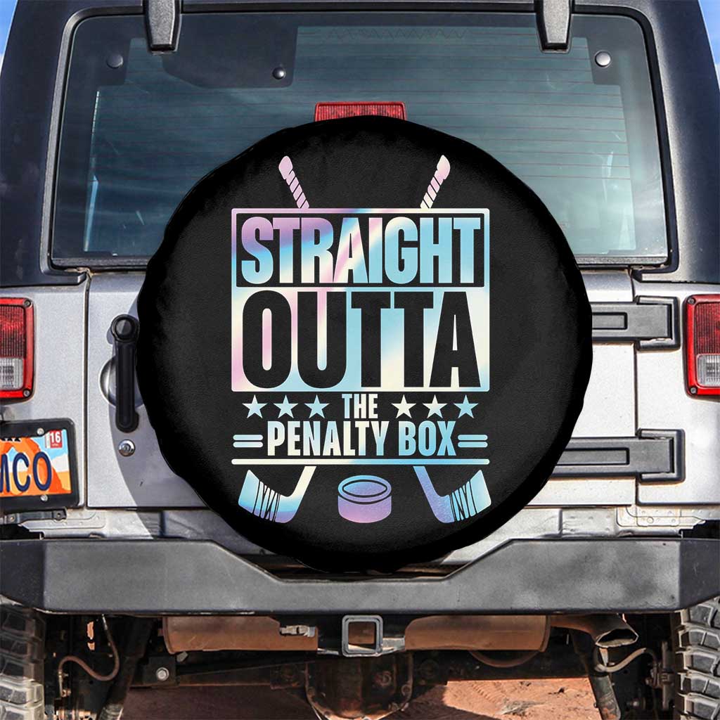 Straight Outta The Penalty Box Spare Tire Cover Iridescent Effect Hockey Player Gift - Wonder Print Shop