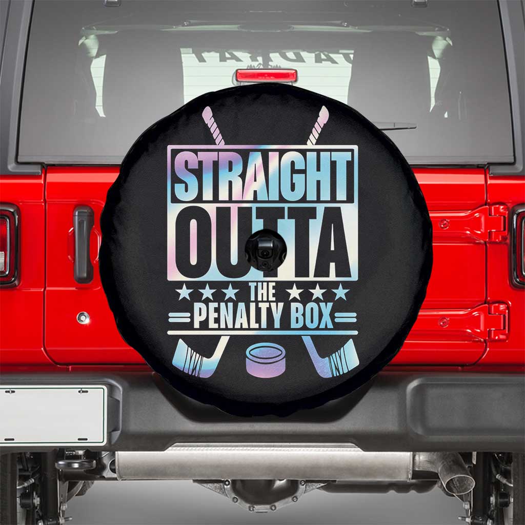 Straight Outta The Penalty Box Spare Tire Cover Iridescent Effect Hockey Player Gift - Wonder Print Shop