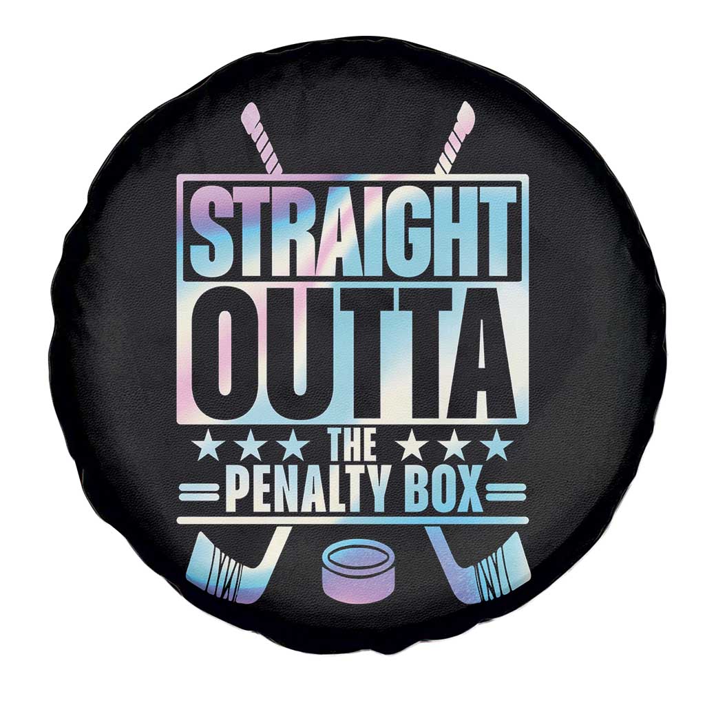 Straight Outta The Penalty Box Spare Tire Cover Iridescent Effect Hockey Player Gift - Wonder Print Shop
