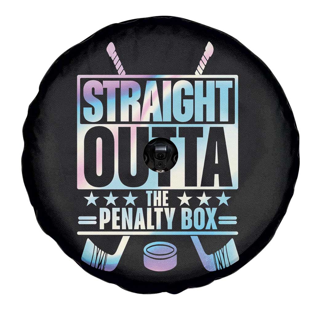 Straight Outta The Penalty Box Spare Tire Cover Iridescent Effect Hockey Player Gift - Wonder Print Shop