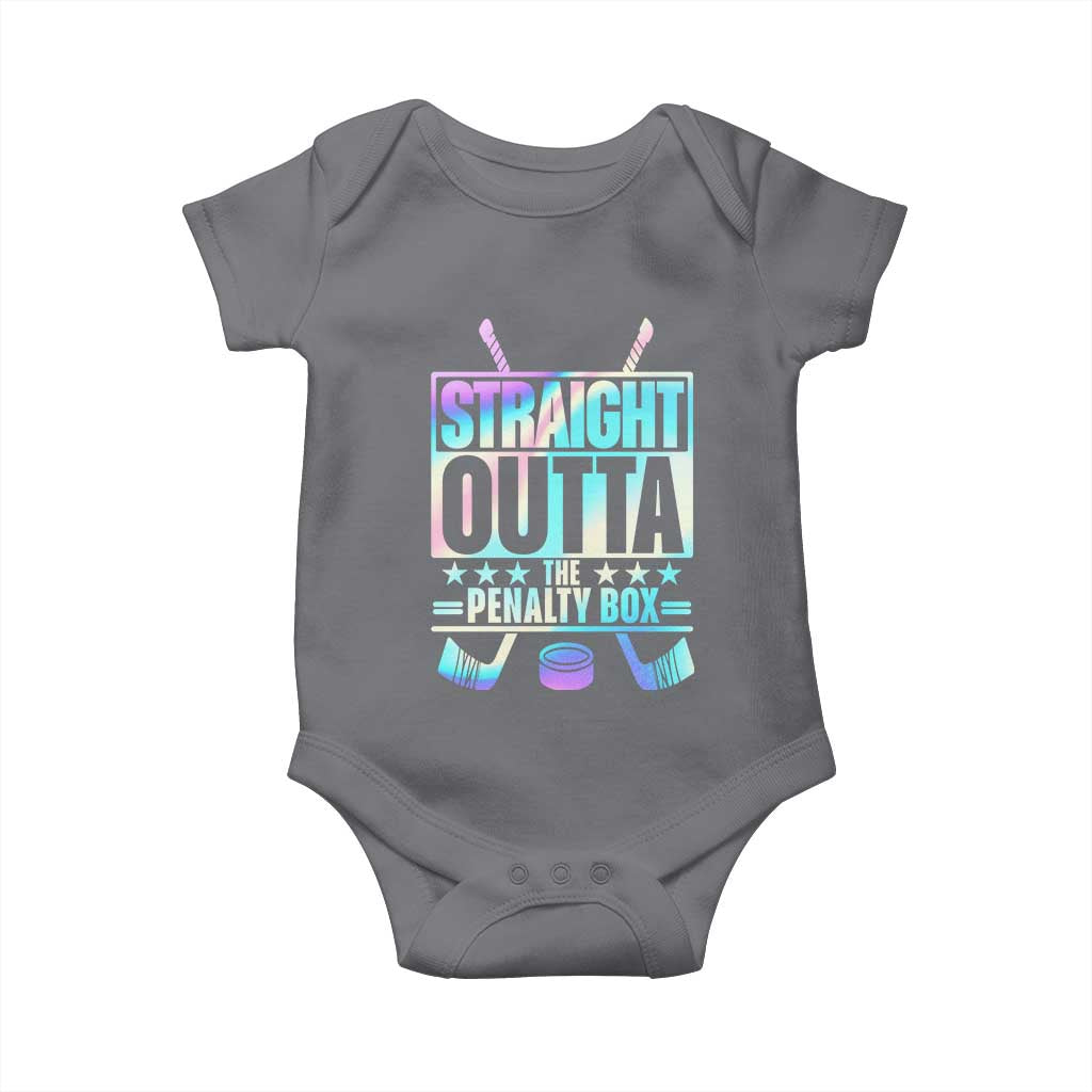 Straight Outta The Penalty Box Baby Onesie Iridescent Effect Hockey Player Gift - Wonder Print Shop