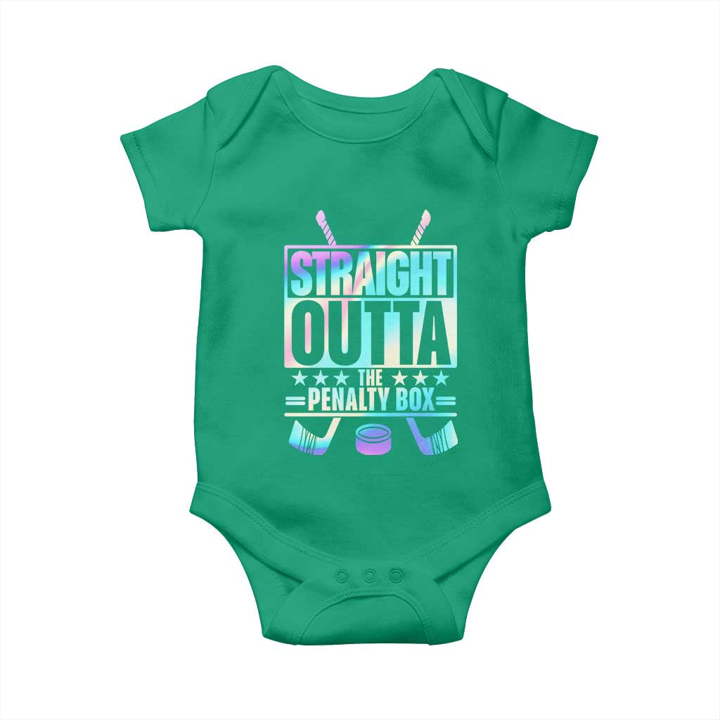 Straight Outta The Penalty Box Baby Onesie Iridescent Effect Hockey Player Gift - Wonder Print Shop