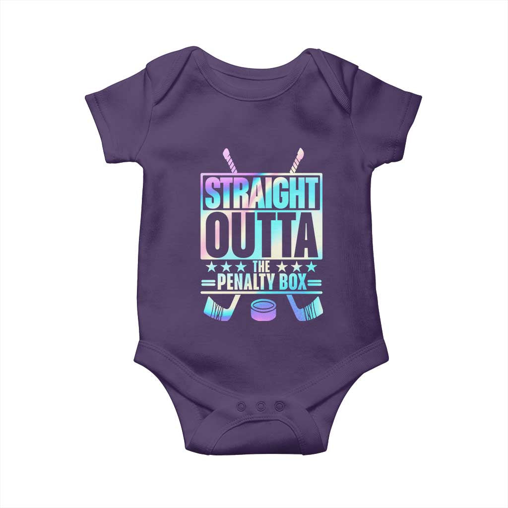 Straight Outta The Penalty Box Baby Onesie Iridescent Effect Hockey Player Gift - Wonder Print Shop