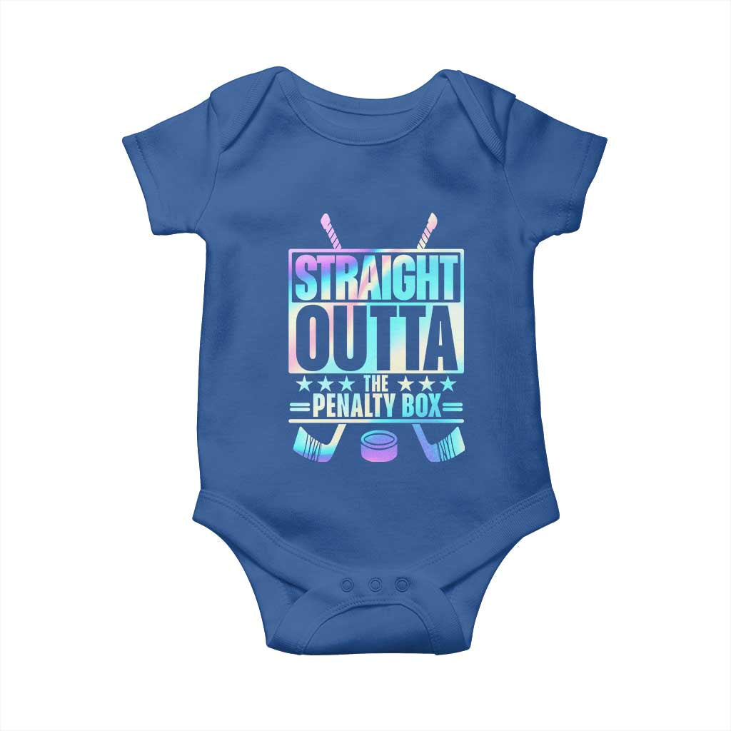 Straight Outta The Penalty Box Baby Onesie Iridescent Effect Hockey Player Gift - Wonder Print Shop
