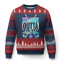Straight Outta The Penalty Box Ugly Christmas Sweater Iridescent Effect Hockey Player Gift - Wonder Print Shop