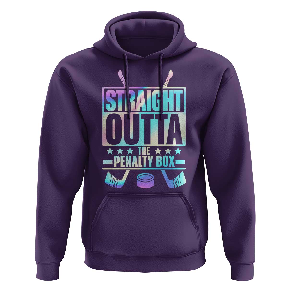 Straight Outta The Penalty Box Hoodie Iridescent Effect Hockey Player Gift - Wonder Print Shop