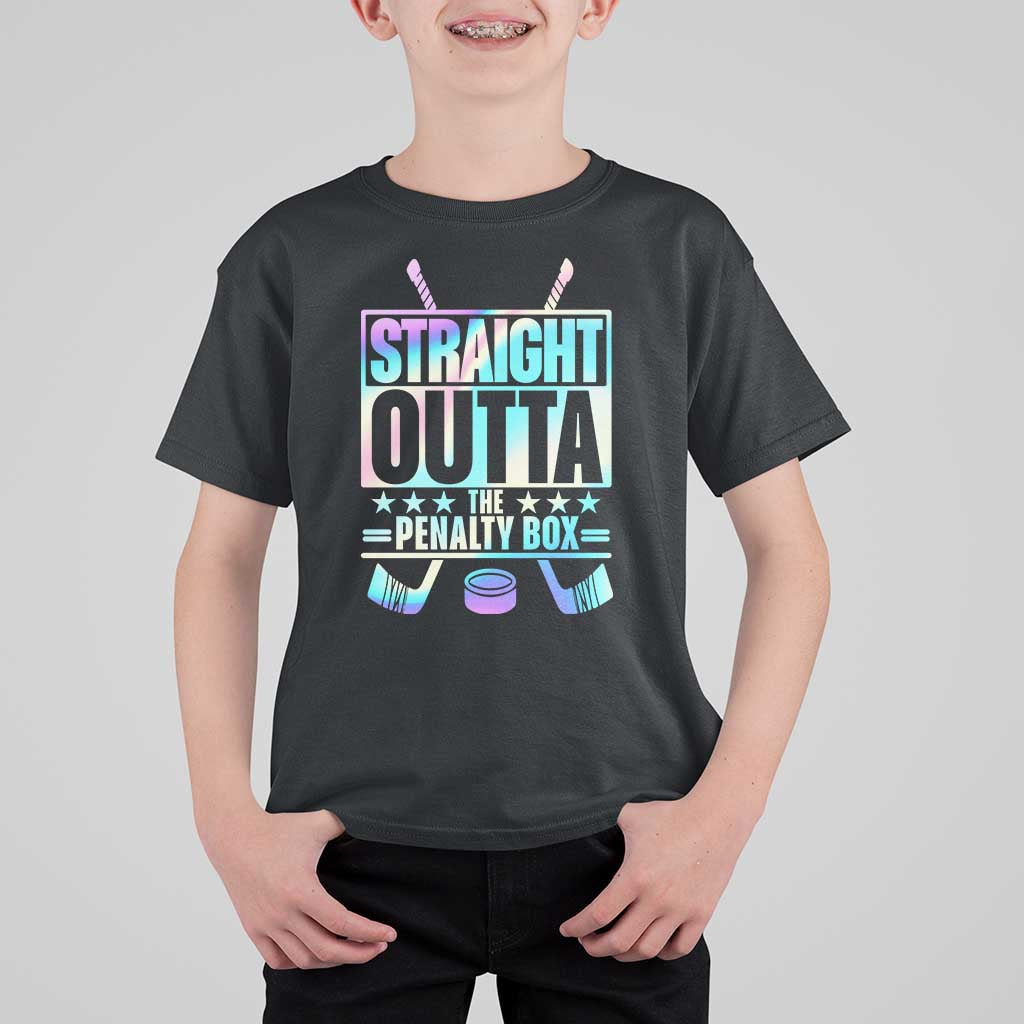 Straight Outta The Penalty Box T Shirt For Kid Iridescent Effect Hockey Player Gift - Wonder Print Shop