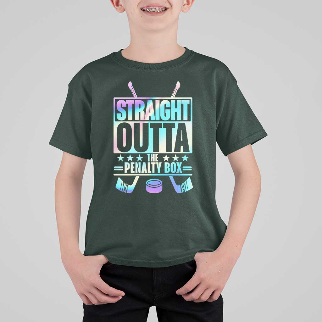 Straight Outta The Penalty Box T Shirt For Kid Iridescent Effect Hockey Player Gift - Wonder Print Shop