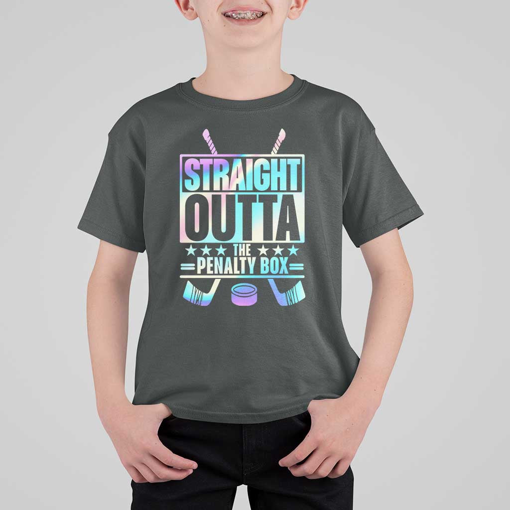 Straight Outta The Penalty Box T Shirt For Kid Iridescent Effect Hockey Player Gift - Wonder Print Shop