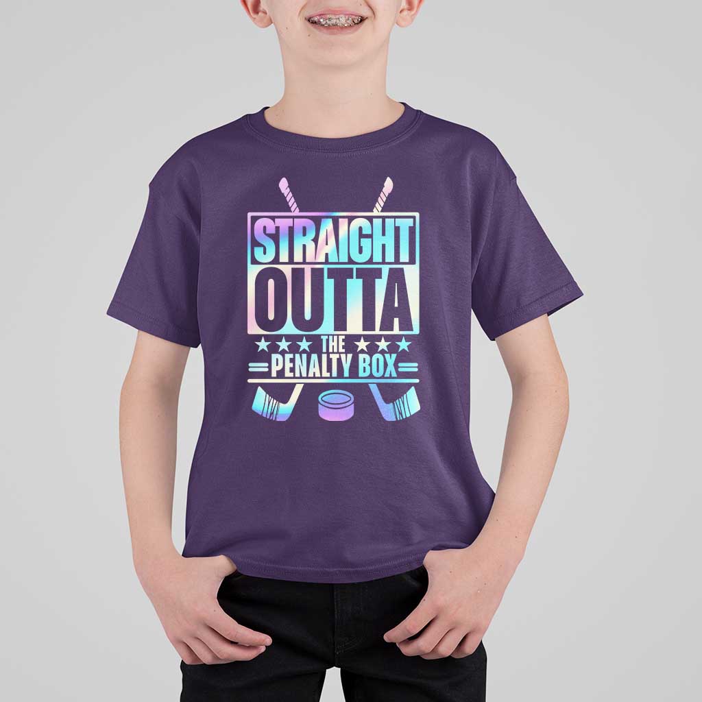 Straight Outta The Penalty Box T Shirt For Kid Iridescent Effect Hockey Player Gift - Wonder Print Shop