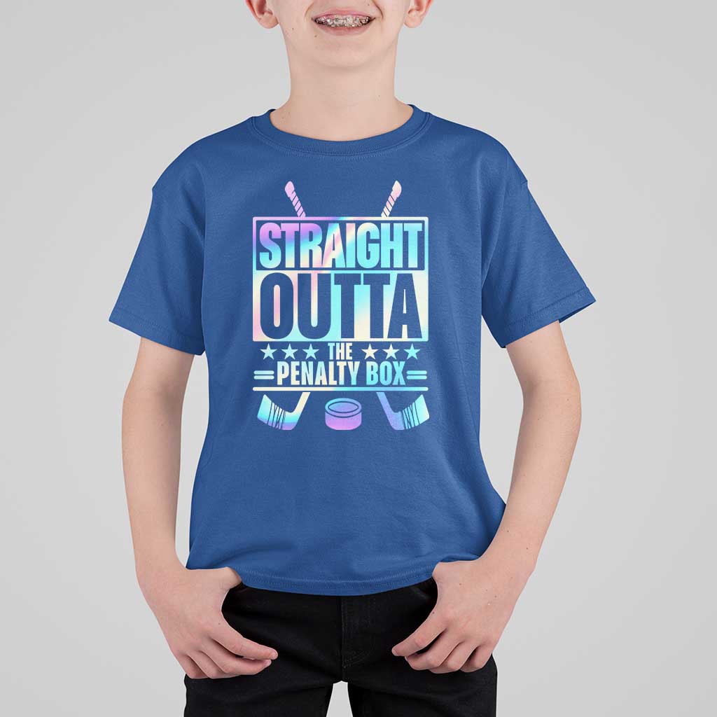 Straight Outta The Penalty Box T Shirt For Kid Iridescent Effect Hockey Player Gift - Wonder Print Shop