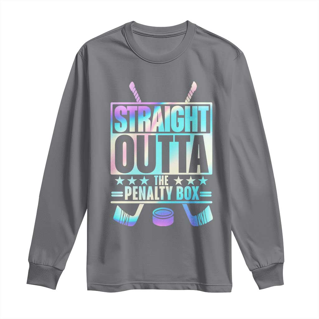 Straight Outta The Penalty Box Long Sleeve Shirt Iridescent Effect Hockey Player Gift - Wonder Print Shop
