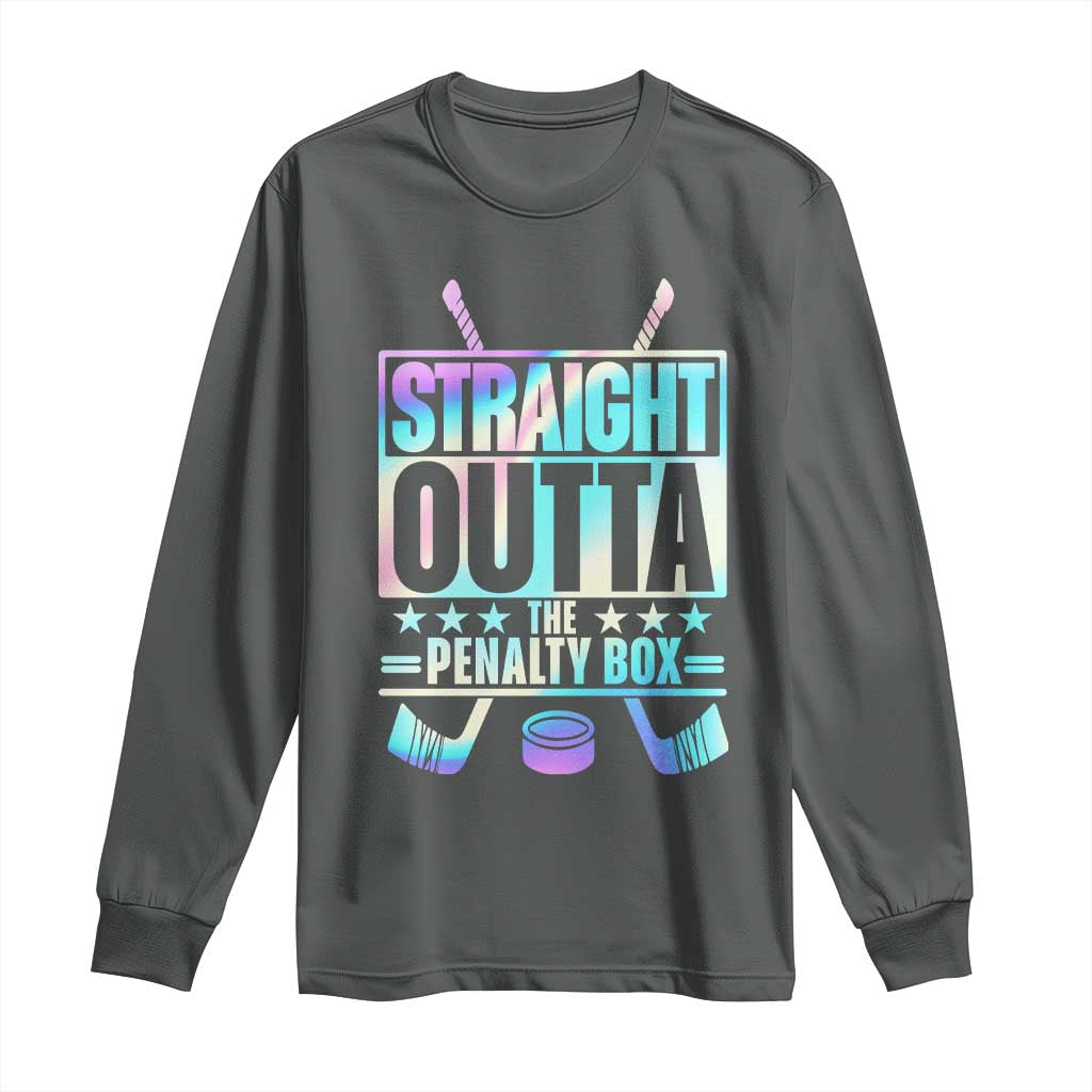 Straight Outta The Penalty Box Long Sleeve Shirt Iridescent Effect Hockey Player Gift - Wonder Print Shop