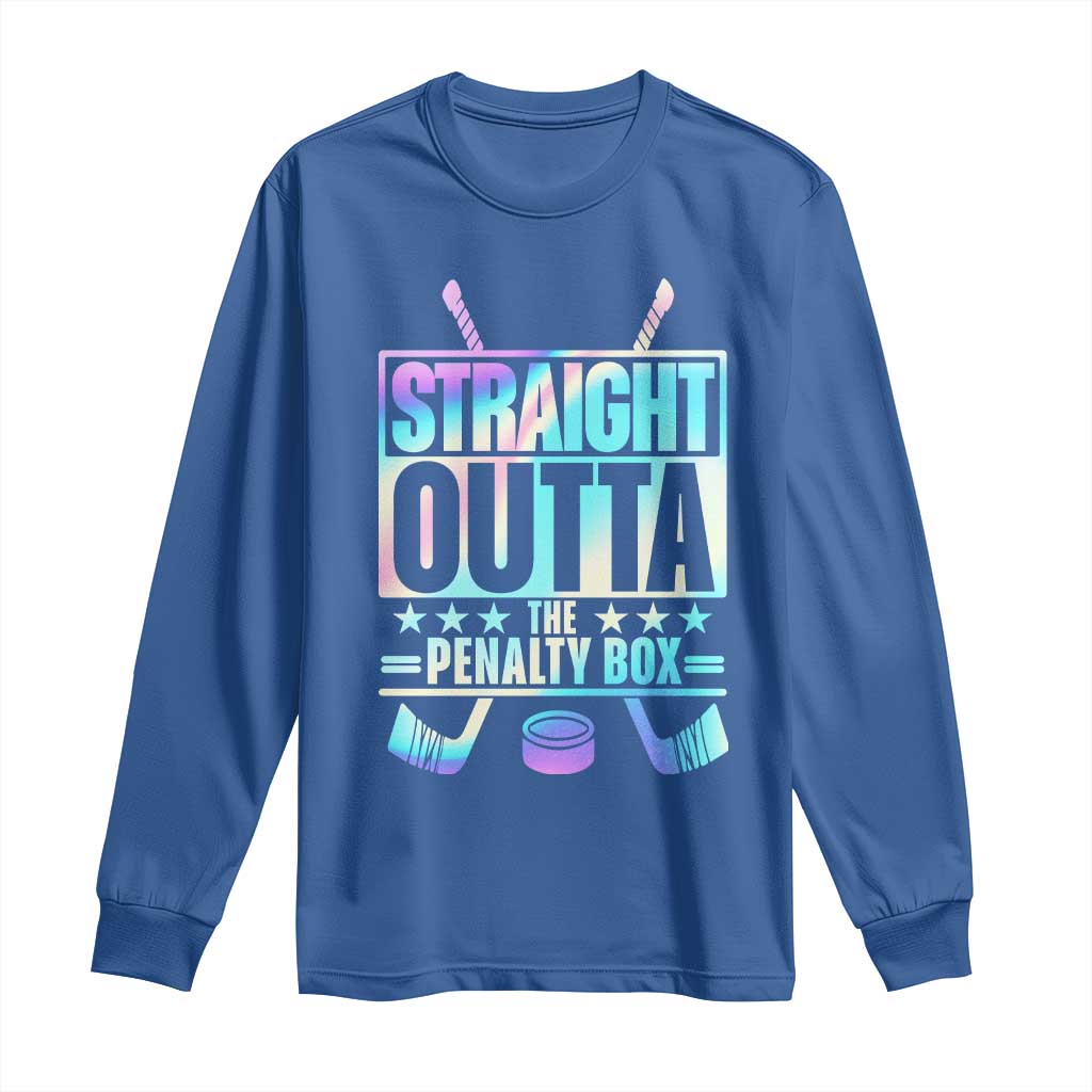Straight Outta The Penalty Box Long Sleeve Shirt Iridescent Effect Hockey Player Gift - Wonder Print Shop