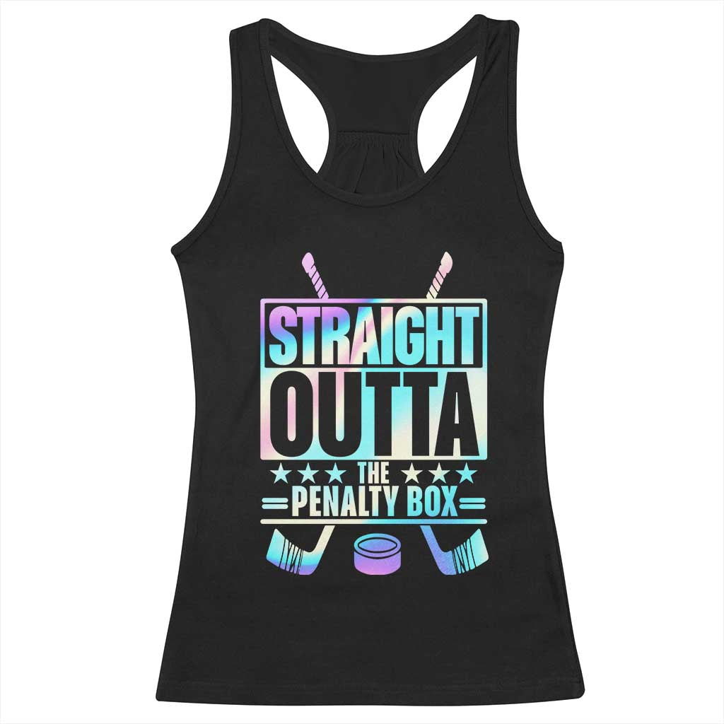 Straight Outta The Penalty Box Racerback Tank Top Iridescent Effect Hockey Player Gift - Wonder Print Shop