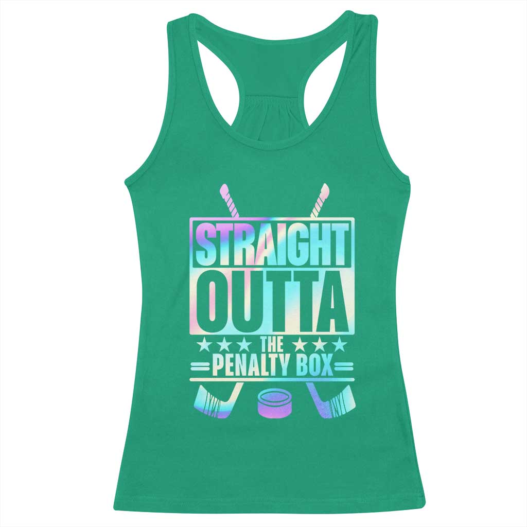 Straight Outta The Penalty Box Racerback Tank Top Iridescent Effect Hockey Player Gift - Wonder Print Shop
