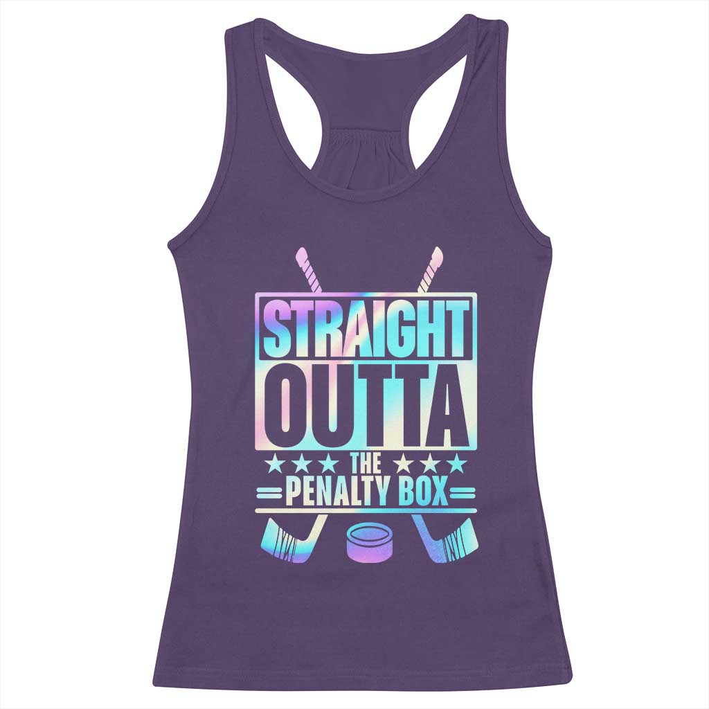 Straight Outta The Penalty Box Racerback Tank Top Iridescent Effect Hockey Player Gift - Wonder Print Shop