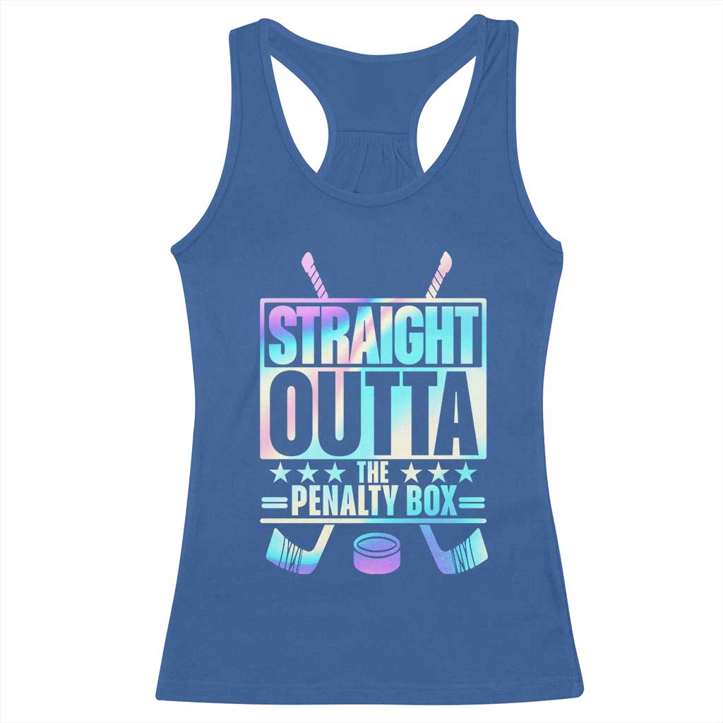 Straight Outta The Penalty Box Racerback Tank Top Iridescent Effect Hockey Player Gift - Wonder Print Shop