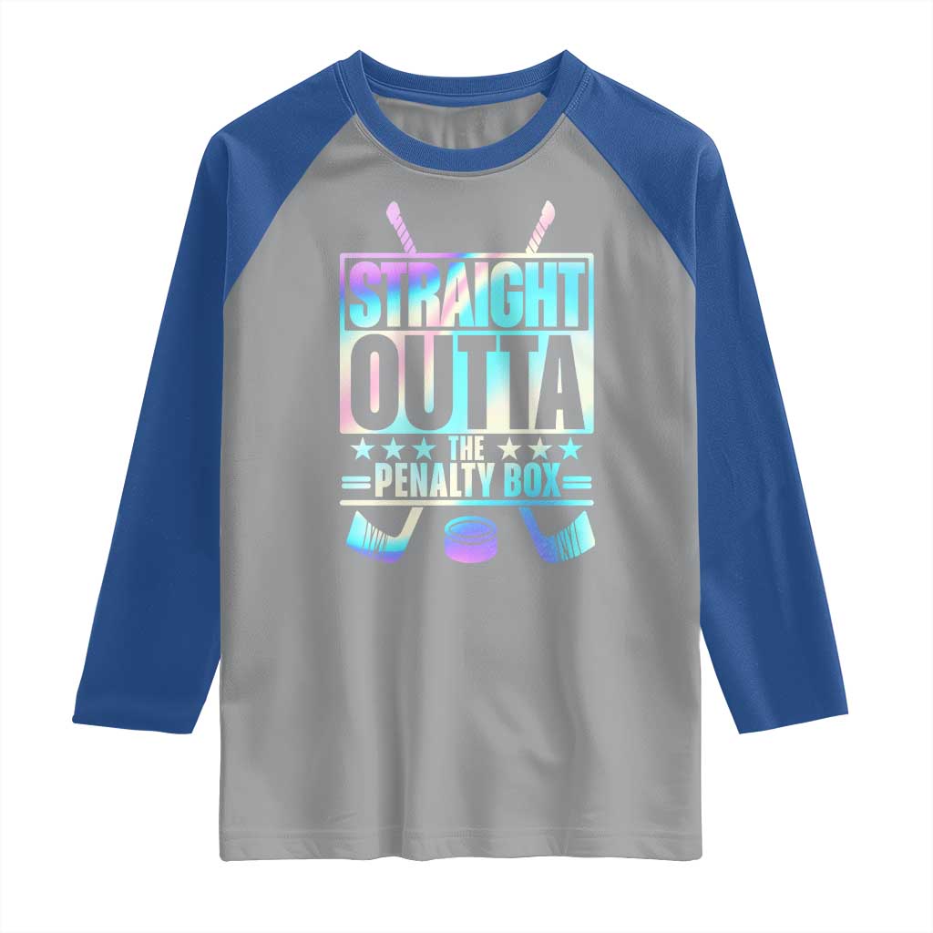 Straight Outta The Penalty Box Raglan Shirt Iridescent Effect Hockey Player Gift - Wonder Print Shop