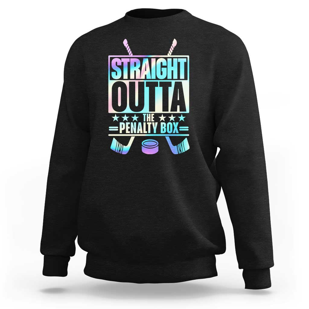 Straight Outta The Penalty Box Sweatshirt Iridescent Effect Hockey Player Gift - Wonder Print Shop