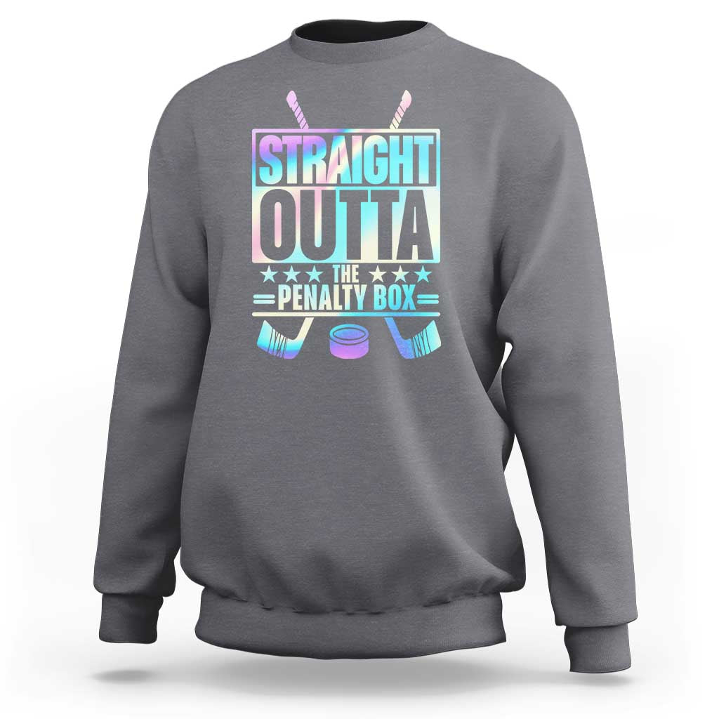 Straight Outta The Penalty Box Sweatshirt Iridescent Effect Hockey Player Gift - Wonder Print Shop