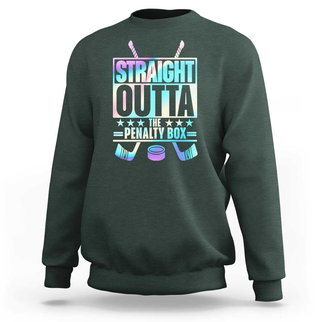 Straight Outta The Penalty Box Sweatshirt Iridescent Effect Hockey Player Gift - Wonder Print Shop