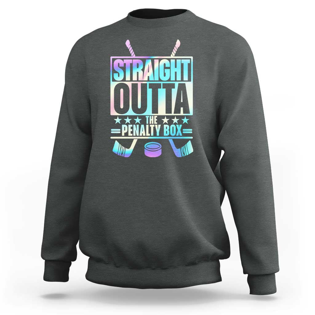 Straight Outta The Penalty Box Sweatshirt Iridescent Effect Hockey Player Gift - Wonder Print Shop