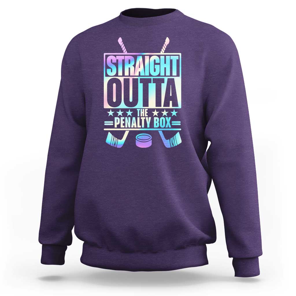 Straight Outta The Penalty Box Sweatshirt Iridescent Effect Hockey Player Gift - Wonder Print Shop