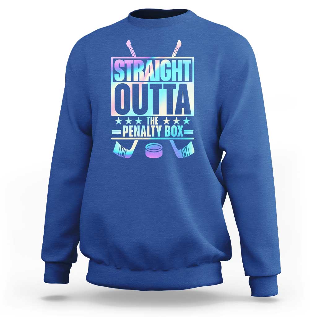 Straight Outta The Penalty Box Sweatshirt Iridescent Effect Hockey Player Gift - Wonder Print Shop