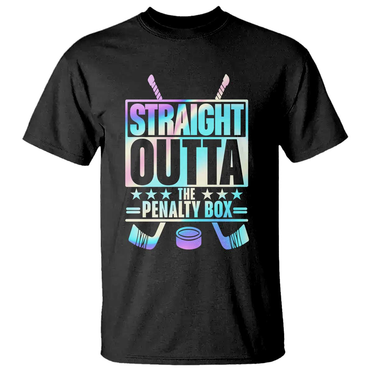 Straight Outta The Penalty Box T Shirt Iridescent Effect Hockey Player Gift - Wonder Print Shop