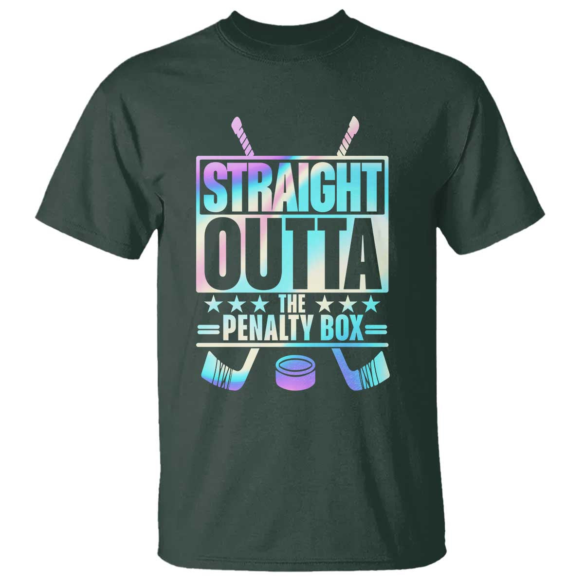 Straight Outta The Penalty Box T Shirt Iridescent Effect Hockey Player Gift - Wonder Print Shop
