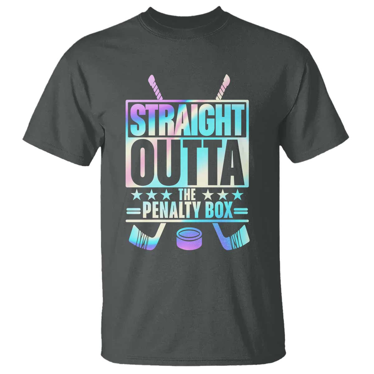 Straight Outta The Penalty Box T Shirt Iridescent Effect Hockey Player Gift - Wonder Print Shop
