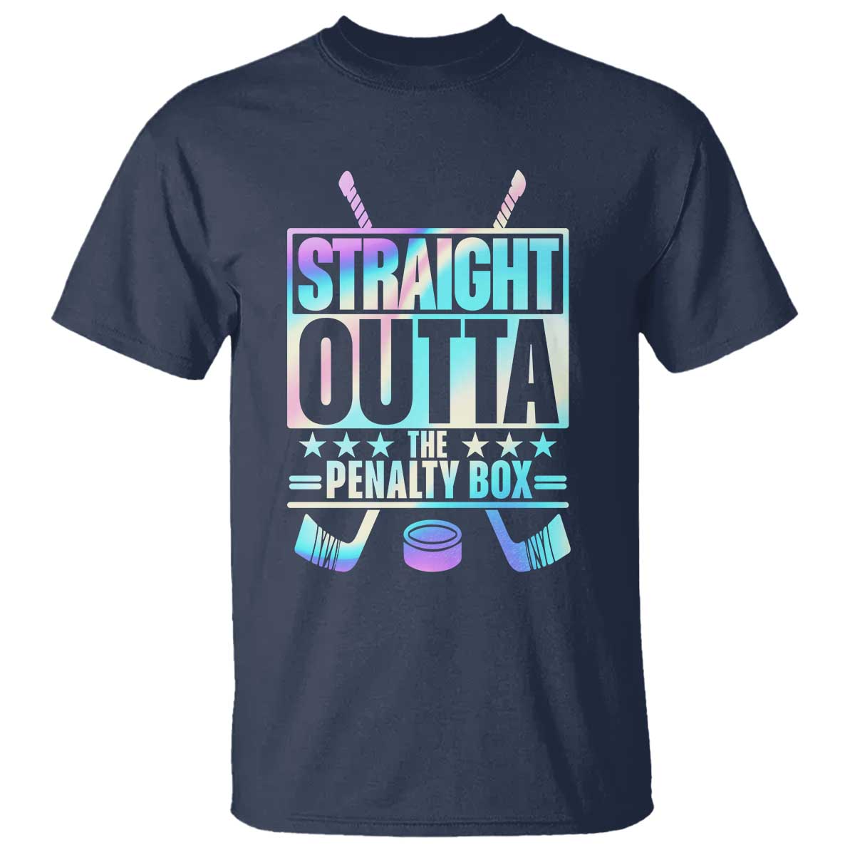 Straight Outta The Penalty Box T Shirt Iridescent Effect Hockey Player Gift - Wonder Print Shop