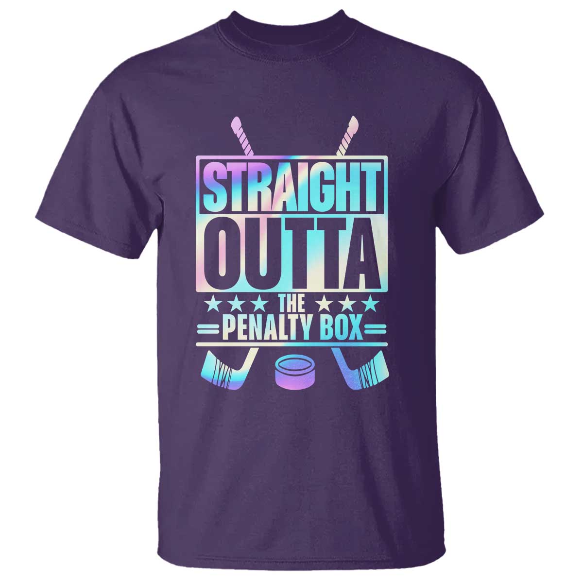 Straight Outta The Penalty Box T Shirt Iridescent Effect Hockey Player Gift - Wonder Print Shop