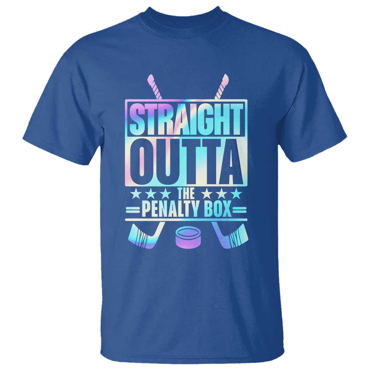 Straight Outta The Penalty Box T Shirt Iridescent Effect Hockey Player Gift - Wonder Print Shop