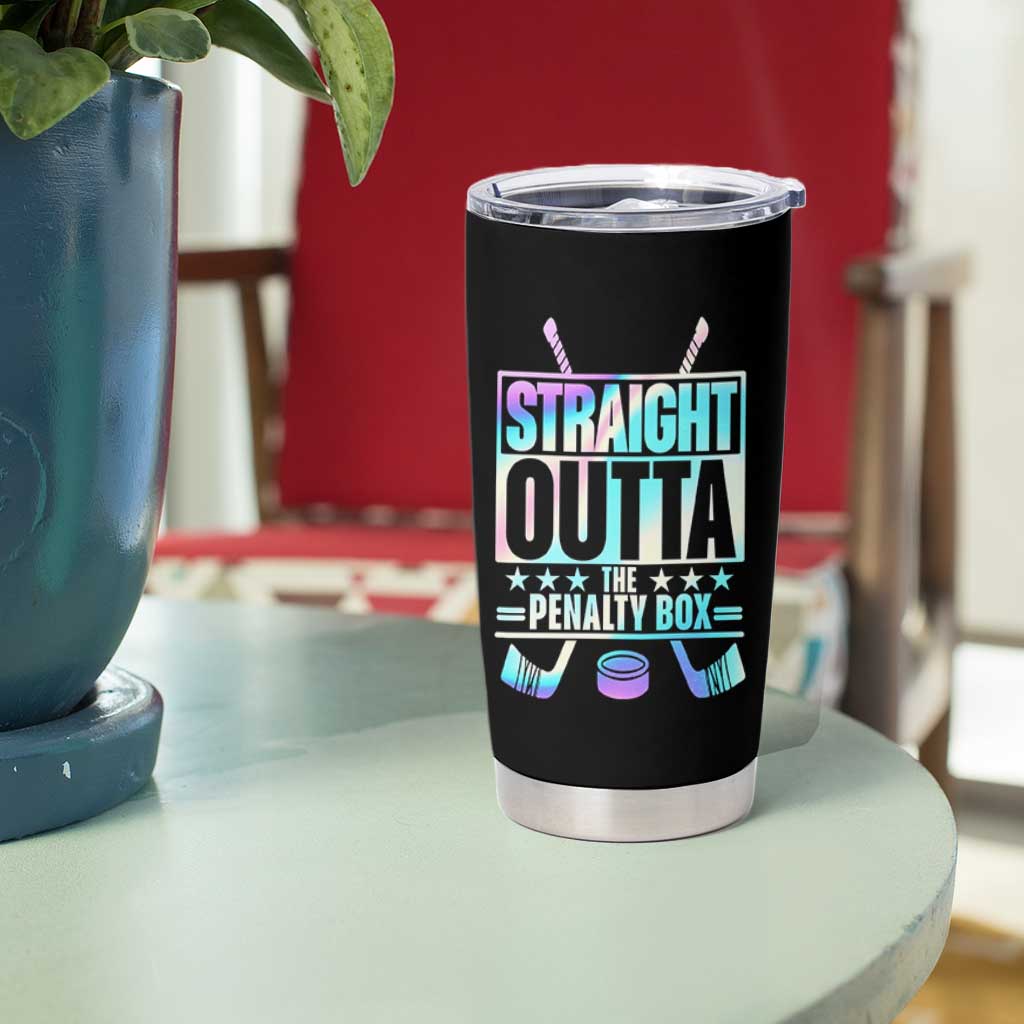 Straight Outta The Penalty Box Tumbler Cup Iridescent Effect Hockey Player Gift - Wonder Print Shop