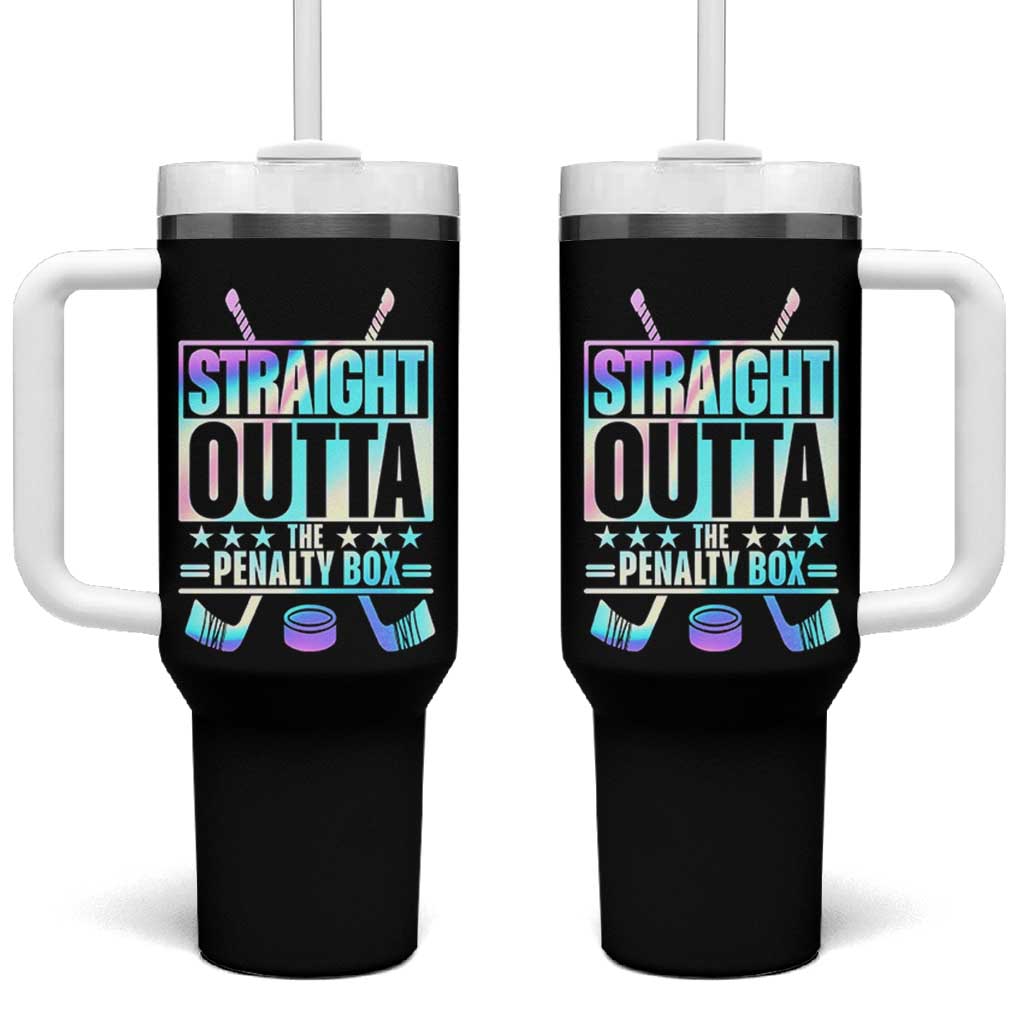 Straight Outta The Penalty Box Tumbler With Handle Iridescent Effect Hockey Player Gift - Wonder Print Shop
