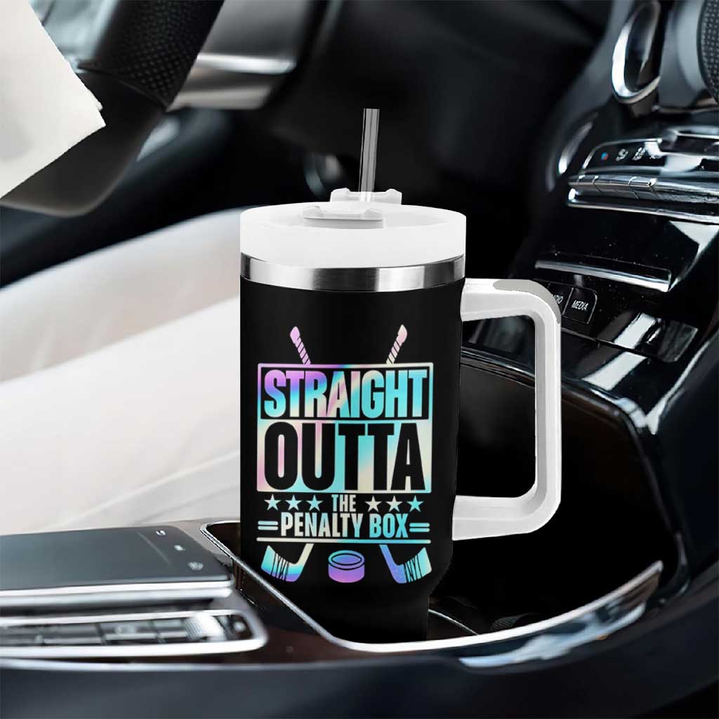 Straight Outta The Penalty Box Tumbler With Handle Iridescent Effect Hockey Player Gift - Wonder Print Shop