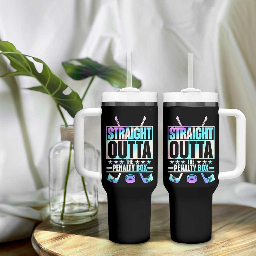Straight Outta The Penalty Box Tumbler With Handle Iridescent Effect Hockey Player Gift - Wonder Print Shop