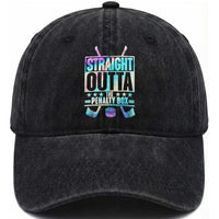 Straight Outta The Penalty Box Washed Cotton Baseball Cap Iridescent Effect Hockey Player Gift