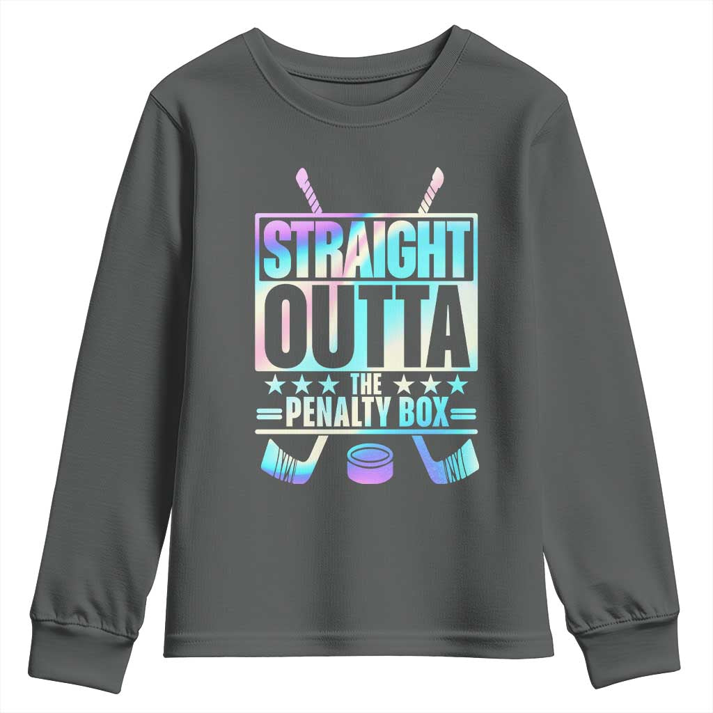 Straight Outta The Penalty Box Youth Sweatshirt Iridescent Effect Hockey Player Gift - Wonder Print Shop