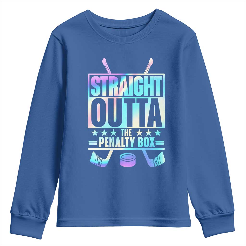 Straight Outta The Penalty Box Youth Sweatshirt Iridescent Effect Hockey Player Gift - Wonder Print Shop